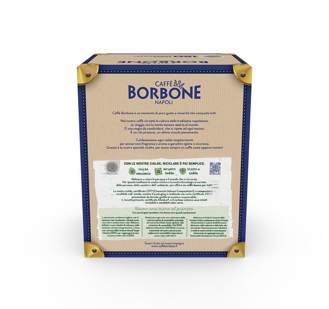 Caffè Borbone Espresso Pods, Miscela Blu, Blue Blend, Dark Roast ESE Pods - 150 Count