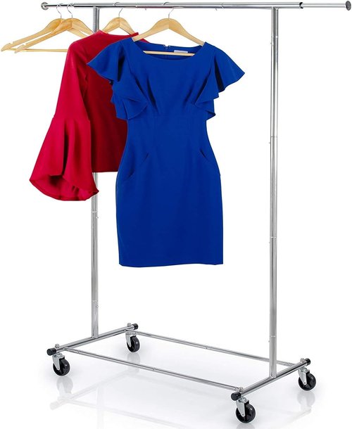 HOME IT Clothes Rack - Heavy Duty Chrome Adjustable Garment Rack | 200 LBS Capacity, Collapsible Design