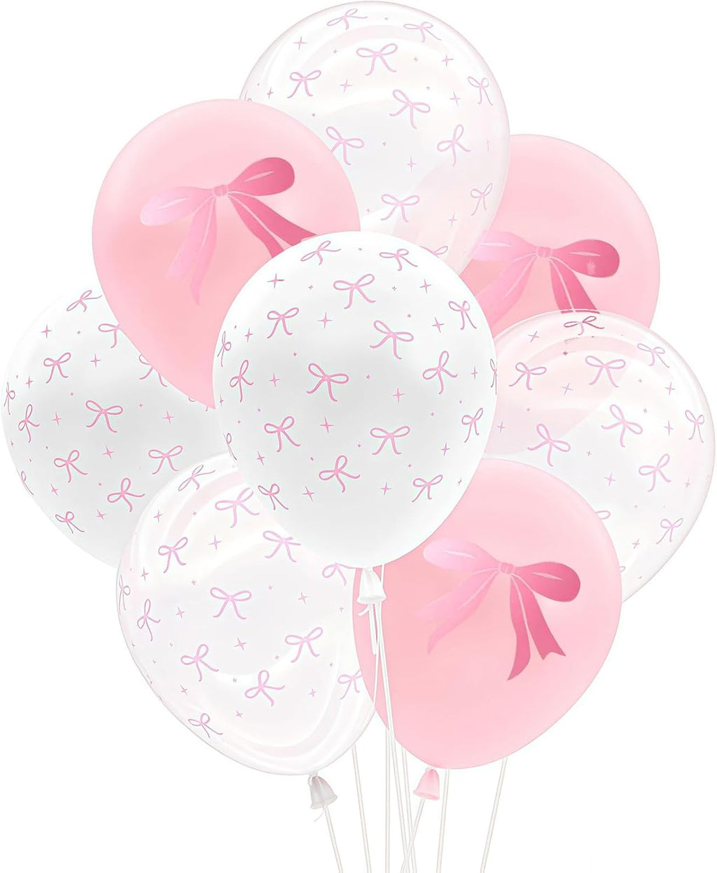 Pink Bow Balloons - 35PCS Light Pastel Pink & Clear Latex Balloons for Weddings & Parties
