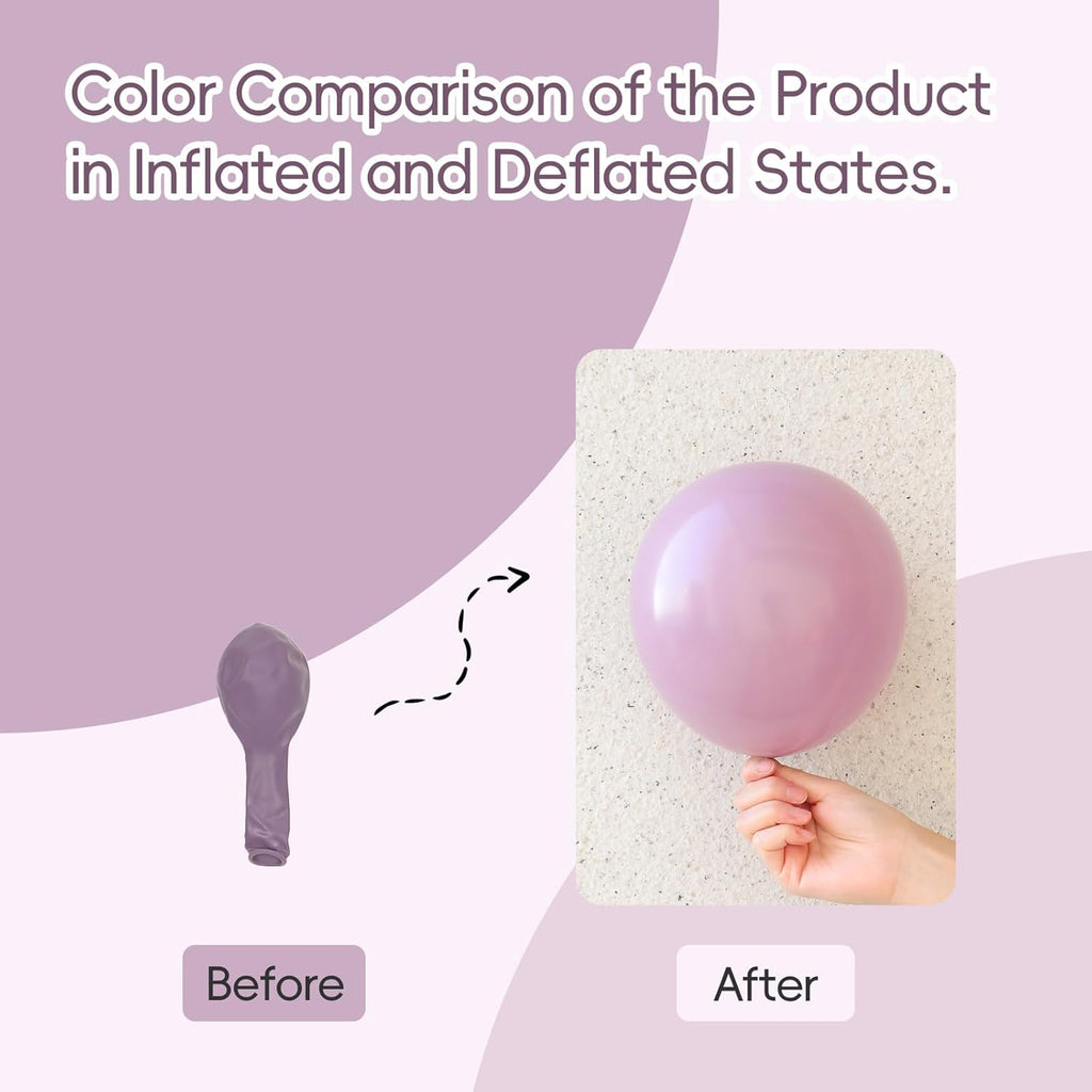 Skiennix Dusty Purple Balloon Set - 120 Pcs in 5-18 Inch Sizes | Perfect for Boho Bridal & Baby Showers