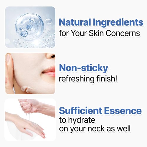 NEXTBEAU Korean Facial Sheet Mask Variety Pack - 10 Count (5 Types, 0.74 fl oz Each) for Daily Skincare