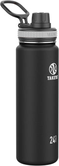 Takeya Originals Vacuum-Insulated Water Bottle - 24oz Stainless Steel, Sleek Black Finish
