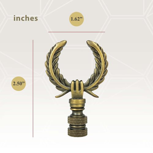 Royal Designs, Inc. Decorative Laurel Wreath Finial for Lamp Shade, Antique Brass - Pack of 2