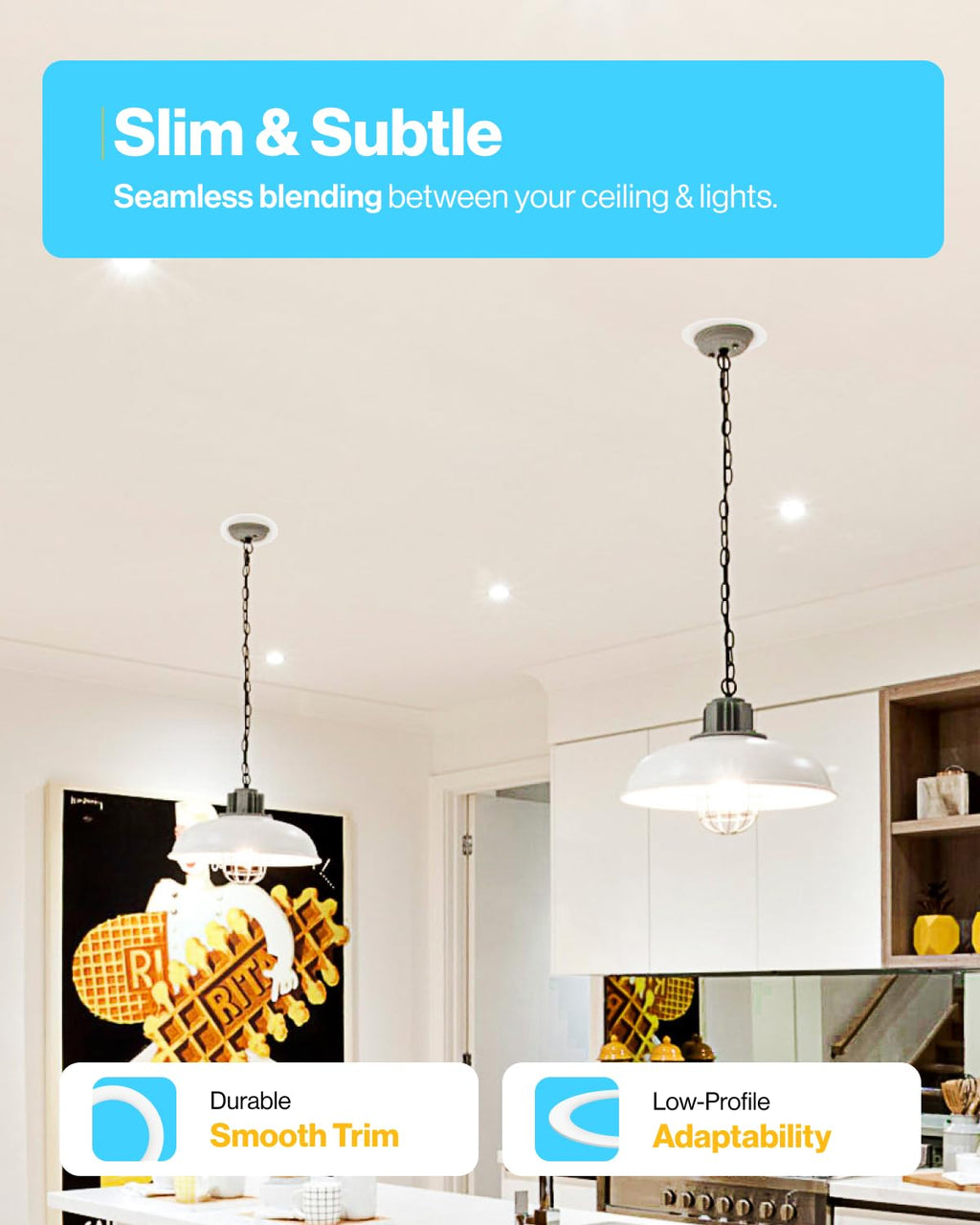 Sunco 48 Pack Goof Rings for 6 Inch Recessed Lights, Flush Mount White Can Light Trim Ring Cover, Outer Diameter 8.6 Inch, Inner Diameter 6.2 Inch, Paintable Surface, Matte Finish.