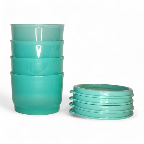 Tupperware Snack Cup Set of 4 Mint Green with Matching Seals (4 ounces each)