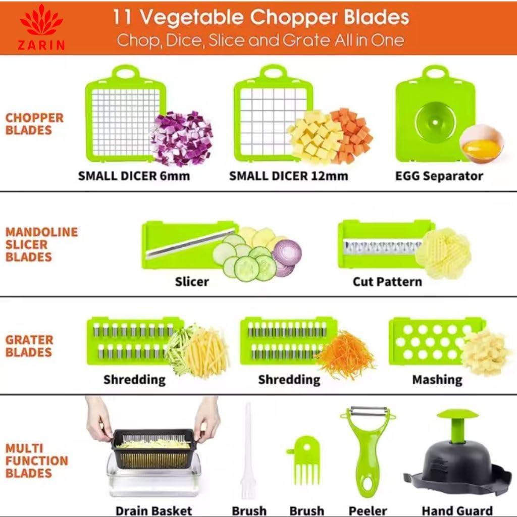 ZARIN 16-in-1 Vegetable Chopper & Slicer - Multi-Function Kitchen Gadget for Effortless Meal Prep