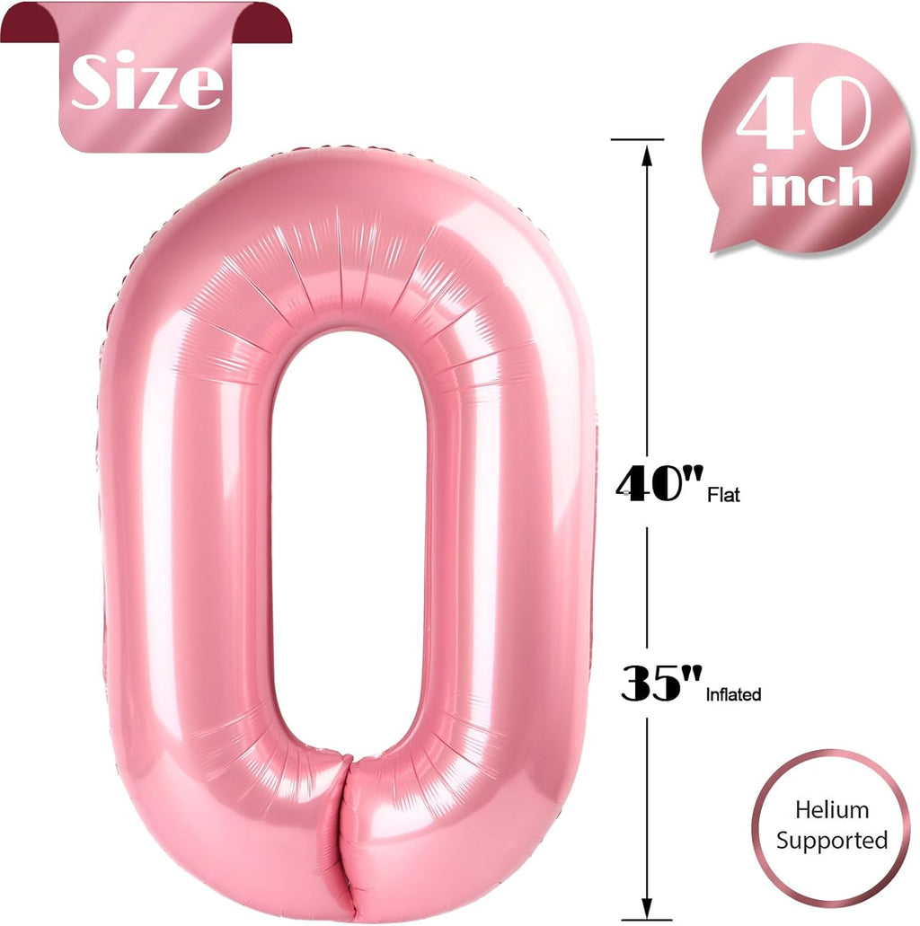 Pearlescent Pink Number Balloon | 40 Inch 0 Balloon for Birthday Decorations & Party Supplies
