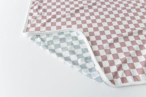 Little Jump 2- Layers Jersey Knitted Swaddle Blanket, Premium Baby Blanket,Soft Stretchy Quilt for Babies, Toddlers, Kids (Coffee & sage cherckered)