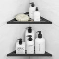 Fikoksol Shower Caddy - 2 Pack Black Metal Corner Shelf | Rustproof Wall-Mounted Bathroom Organizer