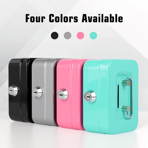 Cash Box with Lock Small Cute Coin Lock Box with Money Slot Mini Portable Gamblers Safe Box 4.5"x3.4"x2.4" Pink
