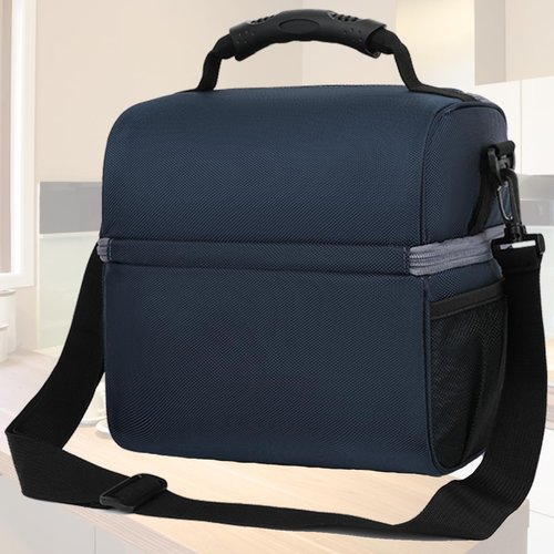 FlowFly Double Layer Cooler Insulated Lunch Bag Adult Lunch Box Large Tote Bag for Men, Women, With Adjustable Strap,Front Pocket and Dual Large Mesh Side Pockets,Cyan