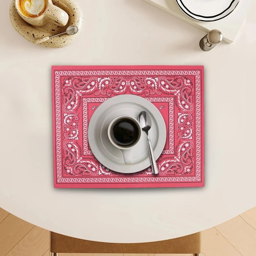 Western Themed Paper Placemats - Red Bandana Deisgn - BBQ and Cowboy Party Supplies - Bulk Set of 50