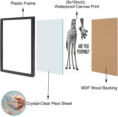 Funny Giraffe Bathroom Wall Art - 'Are You Pooping?' 8x10" Black & White Framed Print | Quirky Home Décor