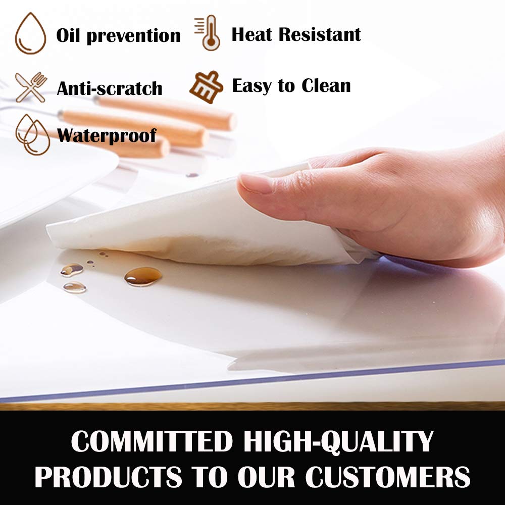16x26 Inch Transparent Protector Mat for Table Waterproof Table Mats Clear Plastic Table Protector Crystal PVC Table Cloth Vanity Mat Dresser Mat Table Pad Protector 1.5mm Thick Clear Mat for Desk