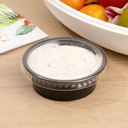 Restaurantware RW Base 1.5 Ounce Sauce Cups 2000 Microwave-Safe Condiment Cups - Crack-Resistant Disposable Black Plastic Portion Cups For Samples Sauces Or Toppings Lids Sold Separately