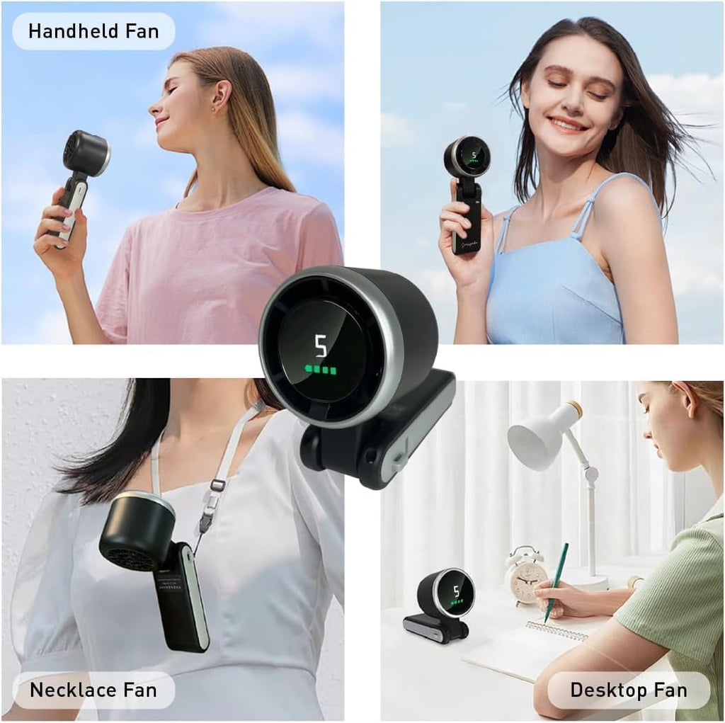 Skiennix Portable Handheld Turbo Fan - 3-in-1 Battery Operated with 5 Speeds | 20-Hour Runtime, Black