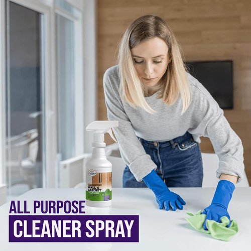 Natural Wall Cleaner Spray for Painted Walls,Ceiling,Cabinets,Baseboard,Wood,Stainless-Lavender Scented, Streak Free Stain Remover Spray for Dirt,Dust,Odor,Oils,Grease-Multipurpose & Deodorizing 24 Oz