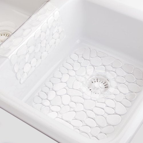 iDesign Pebblz Sink Protector - Kitchen Sink Mat for Bottom of Sink - Set of 2 - Clear