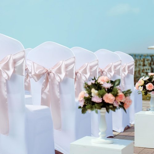 Babenest Satin Chair Sashes - Upgraded 30 Pcs Chair Ribbons & Bows for Weddings & Events | Champagne