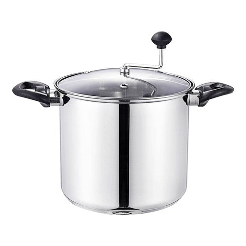 Lehman's Manual Stovetop Popcorn Popper, Stainless Steel Popcorn Maker with Stirring Rod, No Measuring Needed, Doubles as Cooking Pot