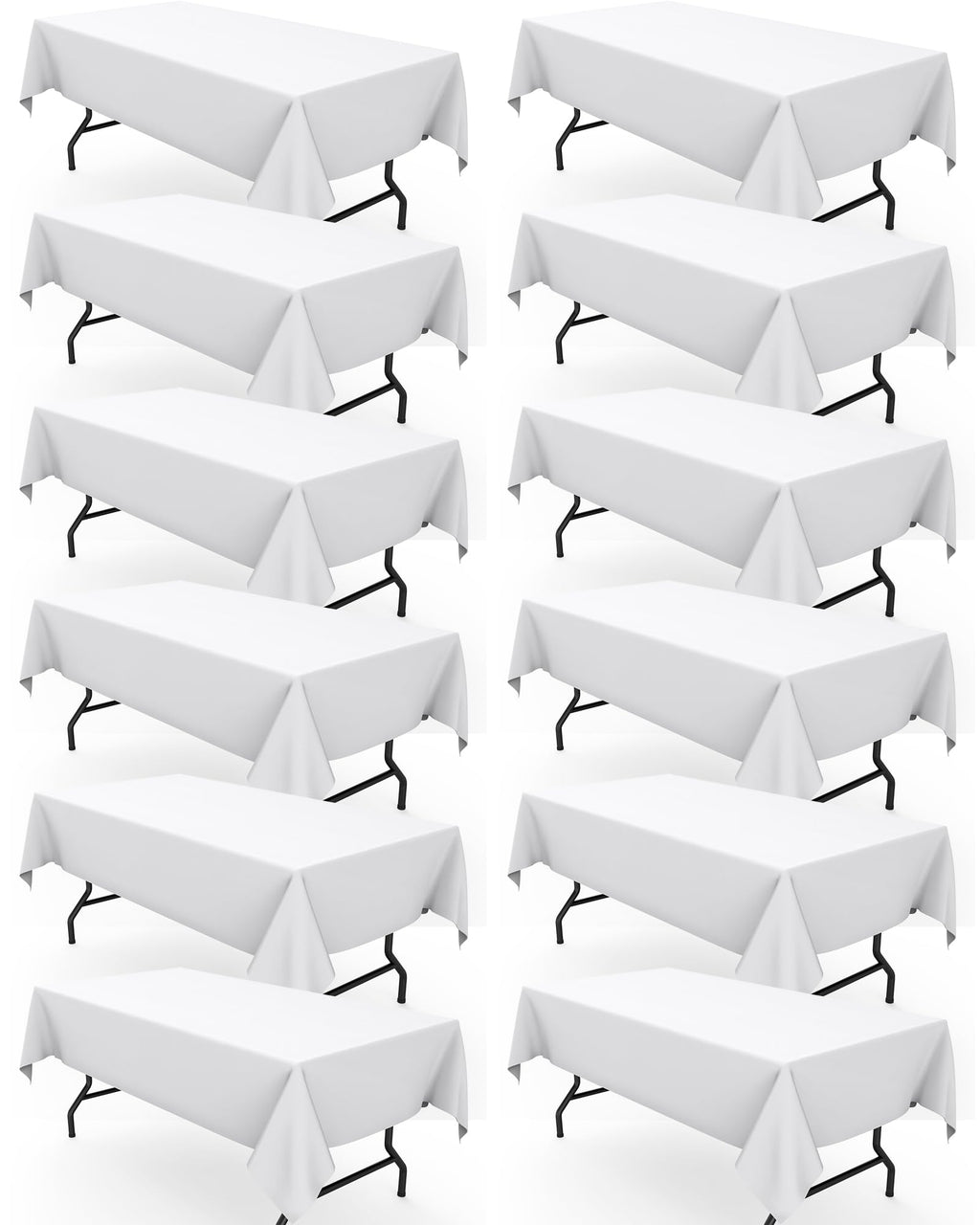 Pureegg Rectangle Table Cloth 60" x 102" – Durable Polyester Tablecloth Offers Reusable & Washable Protection, Ideal for Outdoor Party, Picnic, Wedding, Banquet and Birthday, 12 Pack, White