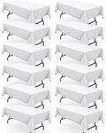 Pureegg Rectangle Table Cloth 60" x 102" – Durable Polyester Tablecloth Offers Reusable & Washable Protection, Ideal for Outdoor Party, Picnic, Wedding, Banquet and Birthday, 12 Pack, White