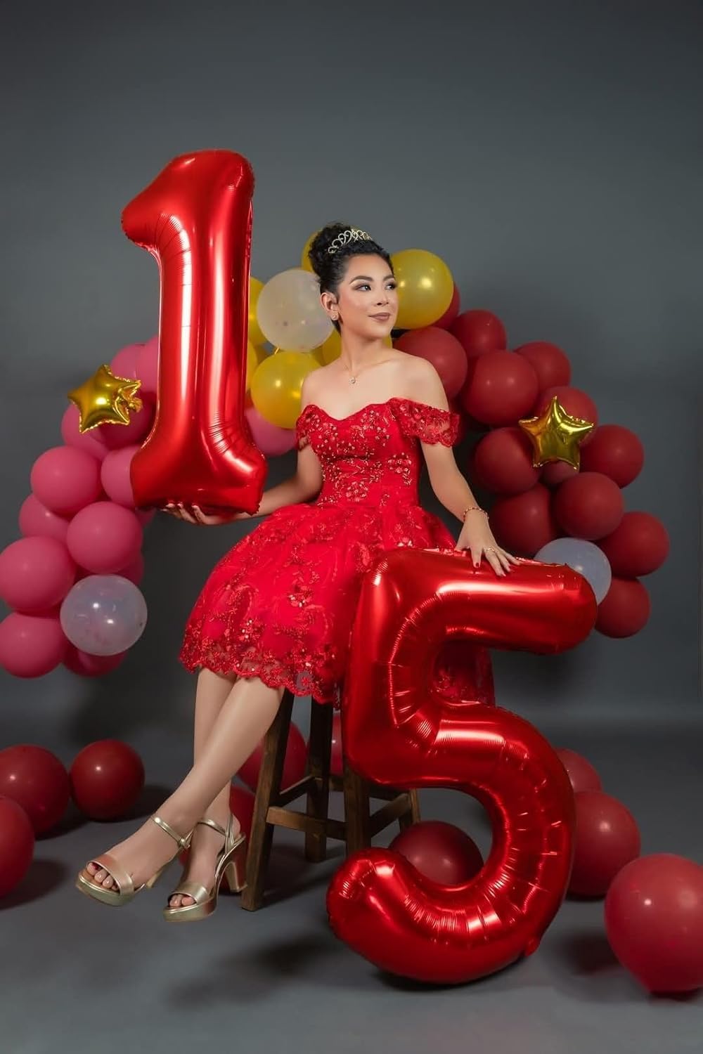 Skiennix 40-Inch Red Number Balloon - Perfect for 16th Birthday Celebrations & Photo Shoots
