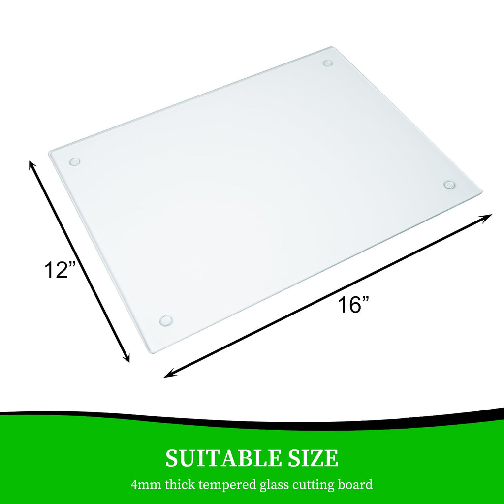 Tempered Glass Cutting Board for Kitchen, Clear Cutting Board for Countertop, Dishwasher Safe, Scratch Resistant, Heat Resistant, Shatter Resistant (16"x12")