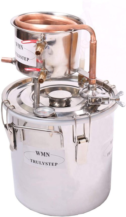 Fayelong DIY 2 Gal 10 Liters Home Distiller Moonshine Alcohol Still Stainless Boiler Copper Thumper Keg