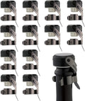 WOTOR Champagne&Wine Bottle Stoppers Stainless Steel with Food Grade Silicone, Leak Proof Keep Fresh Reusable Saver, Cork Suitable for Wine, Champagne, Cava, Prosecco and Sparkling (12 Pack Black）