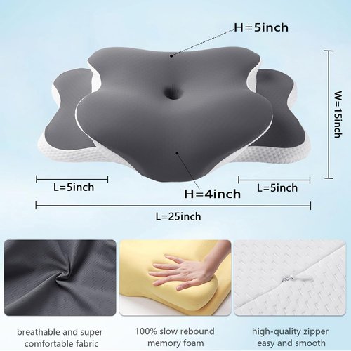 Ergo Pillow for Sleep Apnea, Neck Pain, and Snoring Relief | Cervical Neck Pillow for Side Sleepers | Orthopedic Memory Foam with Ergonomic Support