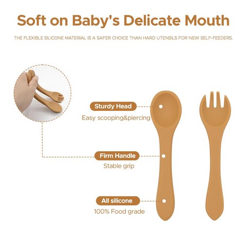 BabyX Baby Silicone Feeder Set, 3-pcs Jungle Wildlife-themed Baby Plate with Suction, Spoon and Fork for Babies Toddler Kids, BPA-Free, Baby Utensils Feeding Supplies, Microwave and Dishwasher Safe