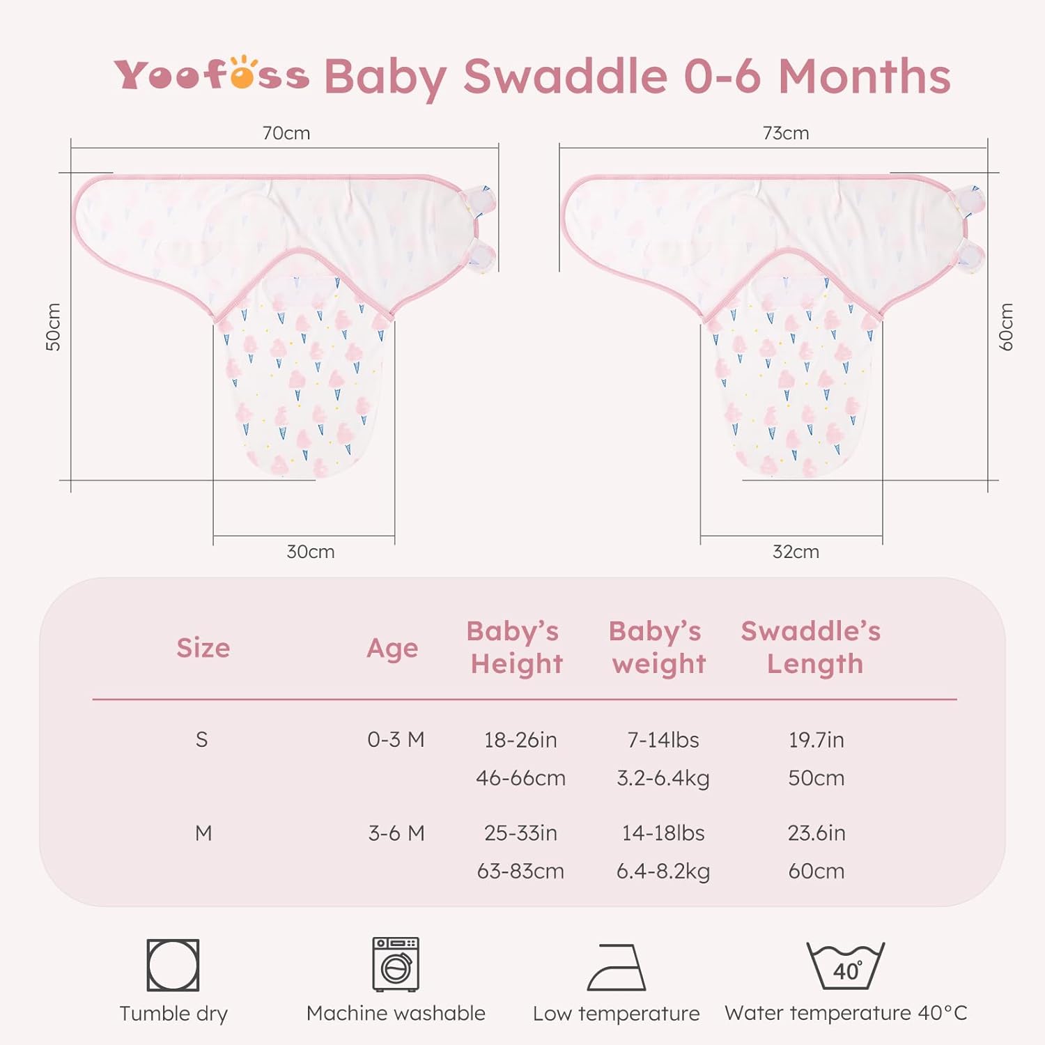 Yoofoss Baby Swaddles - 100% Cotton Adjustable Swaddle Sack | Breathable Soft 3-Pack for Newborns (0-3 Months)