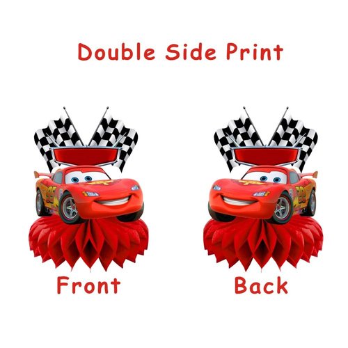 8Pcs Cars Table Centerpiece Birthday Party Supplies Double Side Table Decorations for Cars Themed Party Decorations