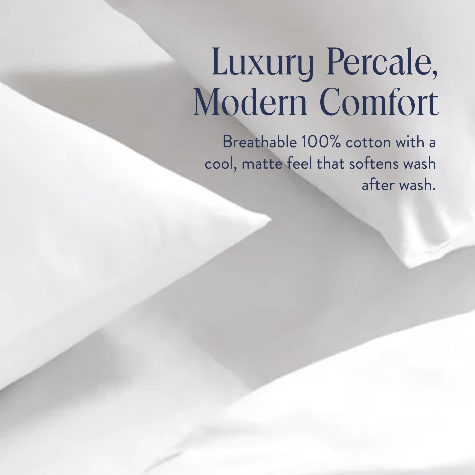 Brooklinen Luxury Percale Pillowcase Set of 2 – 100% Cotton Pillow Cases Breathable Weave, Machine Washable - Durable & Soft Pillowcases for Everyday Comfort, Pillow Covers for Standard Size (White)