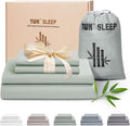TWK Luxury Sheet Set, Genuine 100% Organic Viscose Derived from Bamboo, Cooling & Breathable, Silky Soft, Bedding Sheets & Pillowcases (Sea Glass, King)