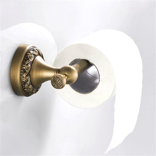 Flybath Toilet Paper Holder Antique Brass Vintage Bathroom Tissue Roll Holder Stand with Exquisite Pattern Carving Design Wall Mount, Brushed Bronze