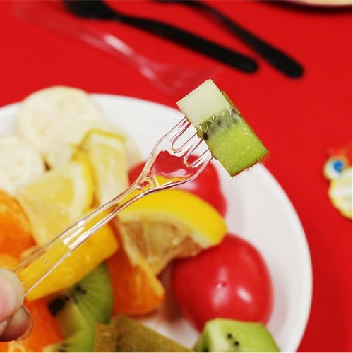 Covzoe 500 Pieces Plastic Mini Forks, 3.7 x 0.6 Inch Clear Small Dessert Forks, Disposable Tiny Appetizer Fork, Exquisite Mini Tasting Forks Utensils for Fruit Cakes Party Serving Supplies