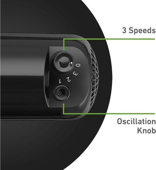 Holmes 12-Inch Oscillating Table Fan - 3 Speeds, 75° Wide Angle, Adjustable Tilt, Quiet for Home & Office - Black