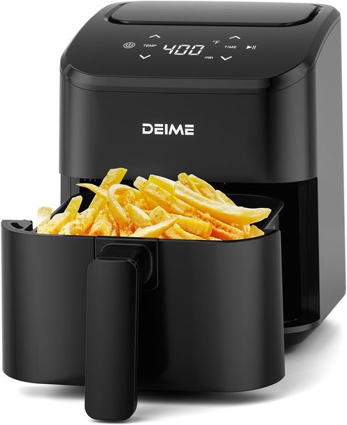 DEIME Air Fryer - Compact 3 Qt Digital Air Fryer for Quick Meals | Nonstick & Dishwasher Safe (Black)