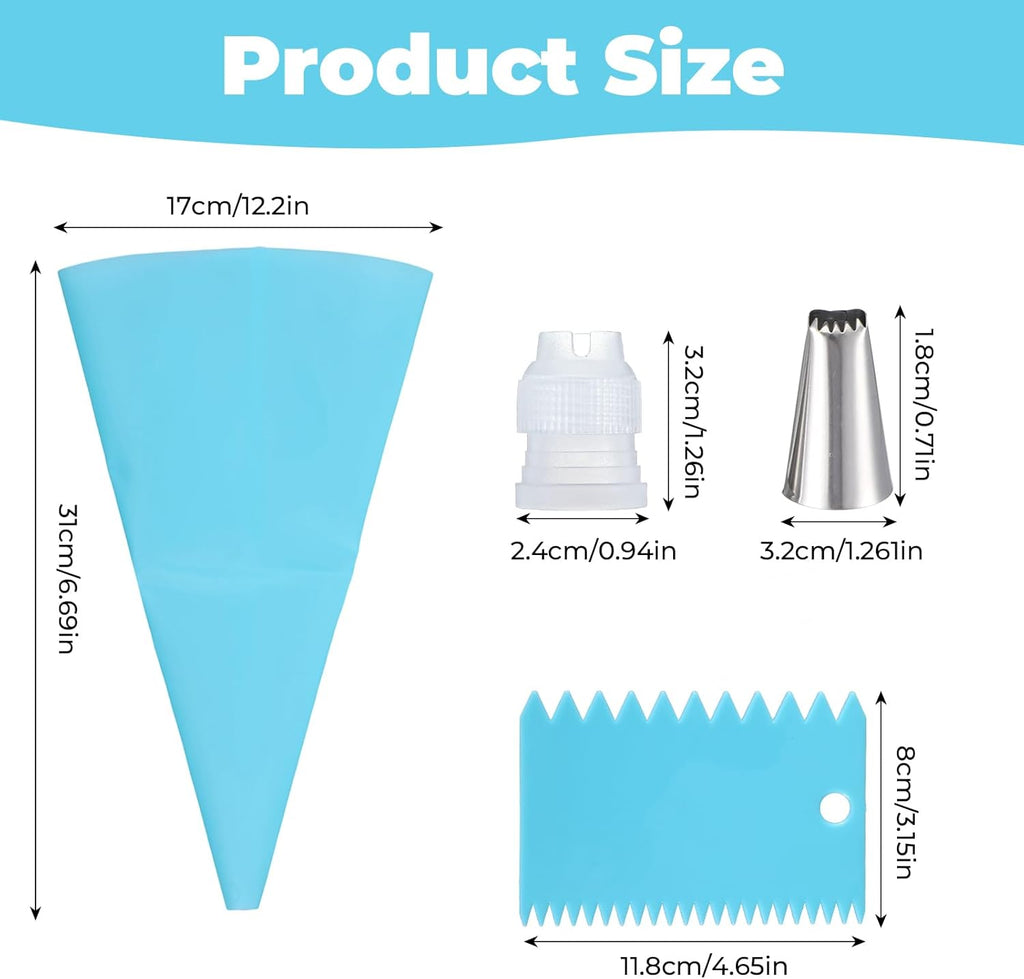 Skiennix Piping Bags and Tips - Reusable Cake Decorating Set with 24 Icing Tips & Accessories