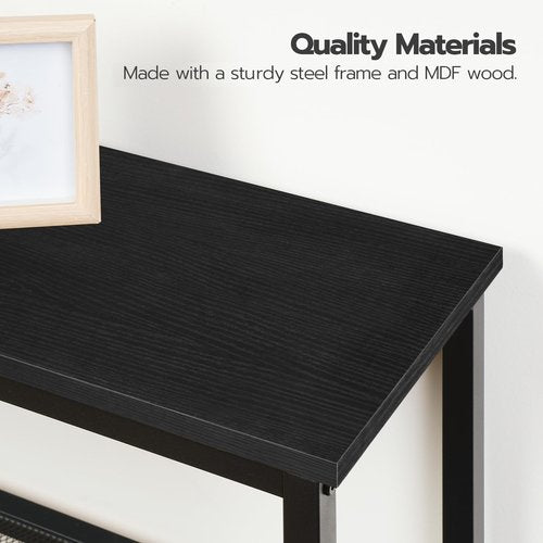 HOOBRO 29.5" Narrow Console Table, 3 Tier Entryway Table with Shelves, Thin Sofa Table, Behind Couch Table, Display Side Table, for Hallway, Entrance, Living Room, Black BB73XG01