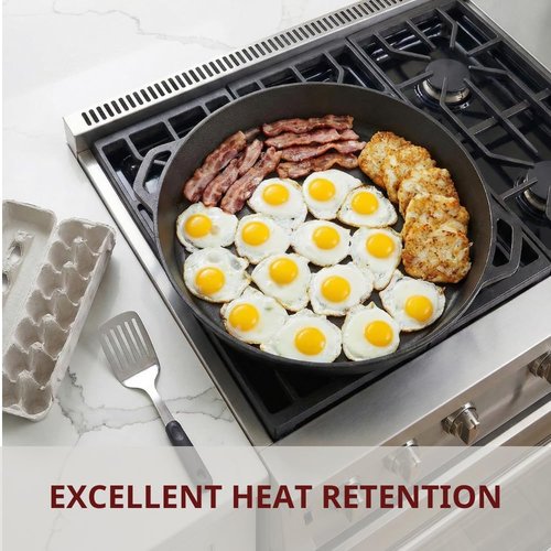 Cast Iron Skillet by Lodge - 20 Inch Pre-Seasoned Heavy Duty Pan with Dual Handles | Ideal for Cooking, Frying & Grilling