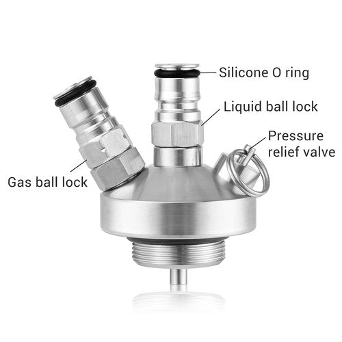 TMCRAFT Mini Keg Dispenser, Stainless Steel Double Ball Lock Mini Keg Spear, Quick Fitting Beer Connector with 50'' Beer Hose for Mini Keg Growler