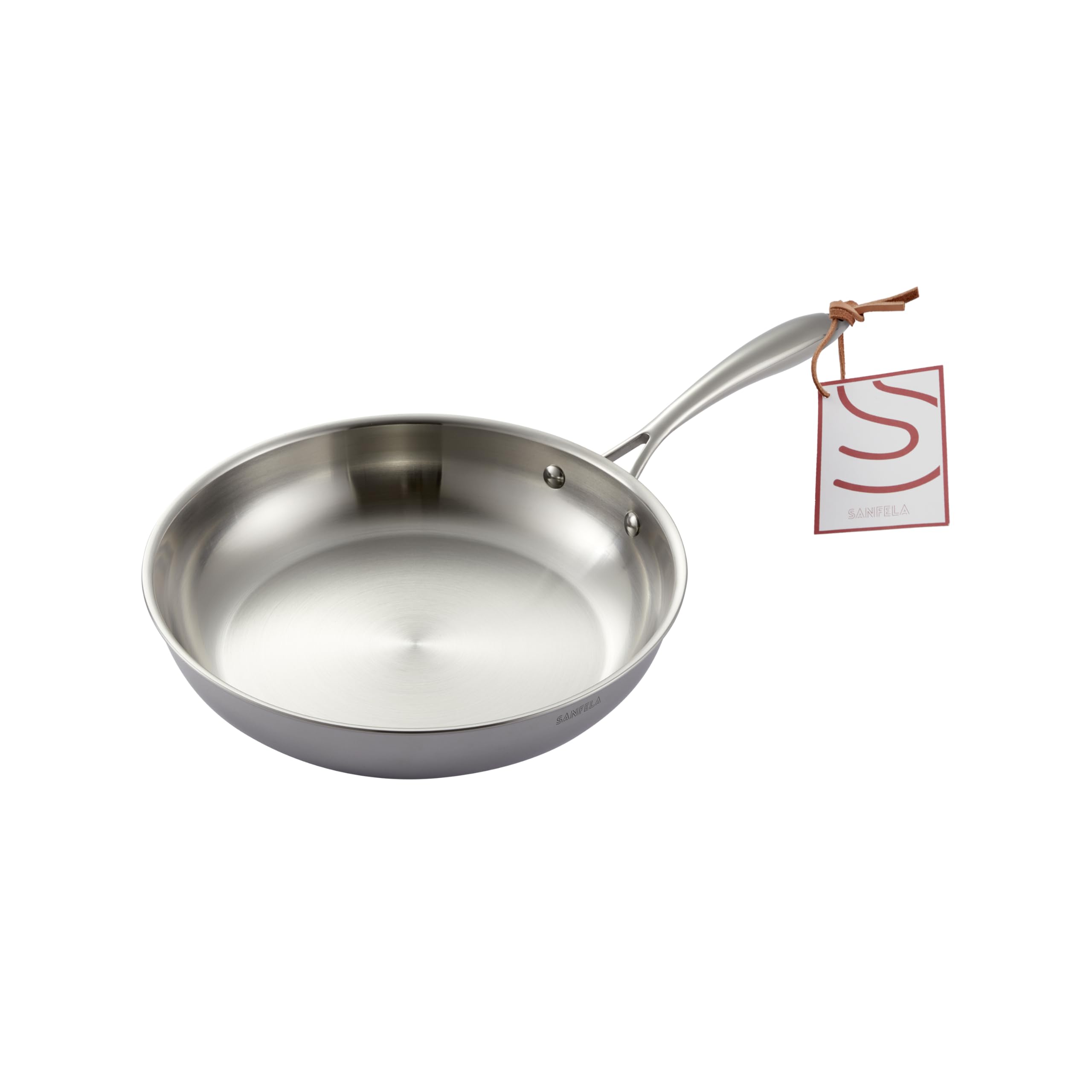 SANFELA 12 Inch Stainless Steel Frying Pan, 5-Ply Stainless Clad Design