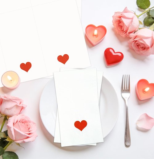 HEIPINIUYE 50 Pieces Valentine Paper Napkins 3-ply White and Red Valentines Heart Guest Napkins Disposable Hand Towels for Bathroom Wedding Valentine's Day Love Party Dinner Napkin