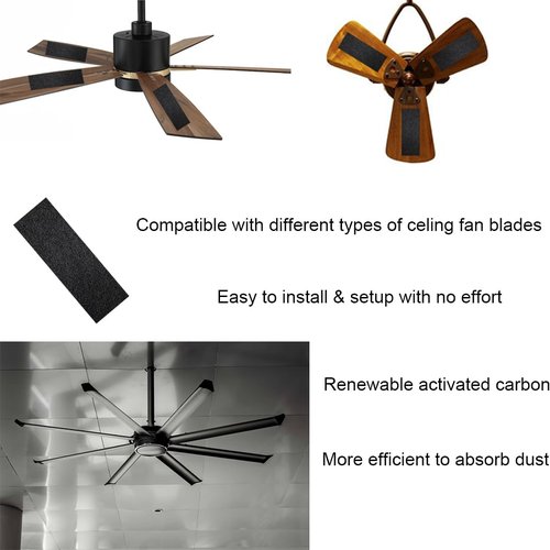 40 Pack Ceiling Fan Filters for Blades - Ceiling Fan Air Purifier Pads Accessories Dust Catcher - Activated Coconut Carbon Fan Filter