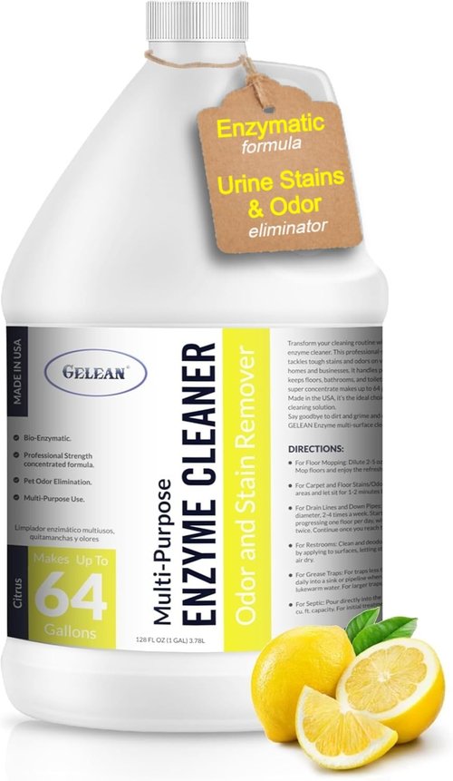 GELEAN Multi-Purpose Probiotic Enzyme Cleaner, (128 oz, Citrus) - Pet Stain and Odor Remover - Concentrated - Professional & Home Strength Drains, Floors, Bathrooms, Toilets Trash Can, Made in USA