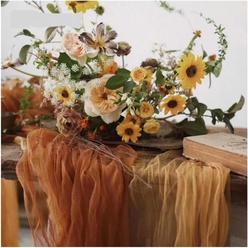 Joanlody Terracotta Cheesecloth Table Runner - 10Ft Rustic Boho Decor for Weddings & Events