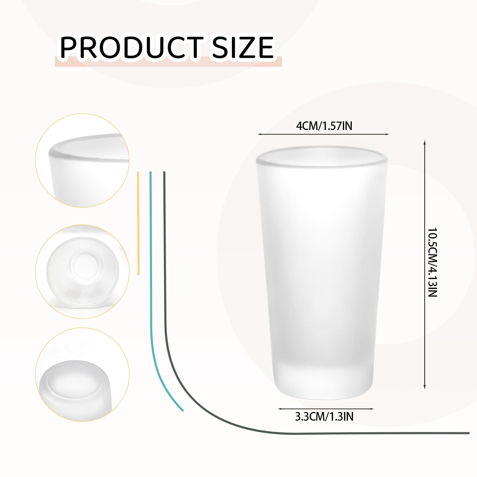 YOUKE OLA 36 Pack Sublimation Shot Glasses Cups with Heavy Base Frosted Sublimation Blanks Cute Shot Glass Tumbler Bulk for Heat Press, Personalized Gift, 3oz
